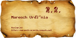 Maresch Uránia névjegykártya